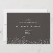Rustikaler Winter | Charcoal Bridesmaid Vorschlags Einladung (Rückseite)