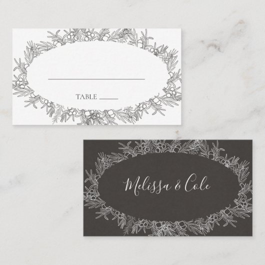 Rustikaler Winter | Charcoal Flat Wedding Platzkar Platzkarte (Vorne/Hinten)