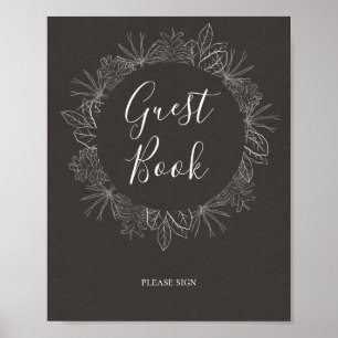 Rustikaler Winter   Charcoal Guest Book Sign Poster