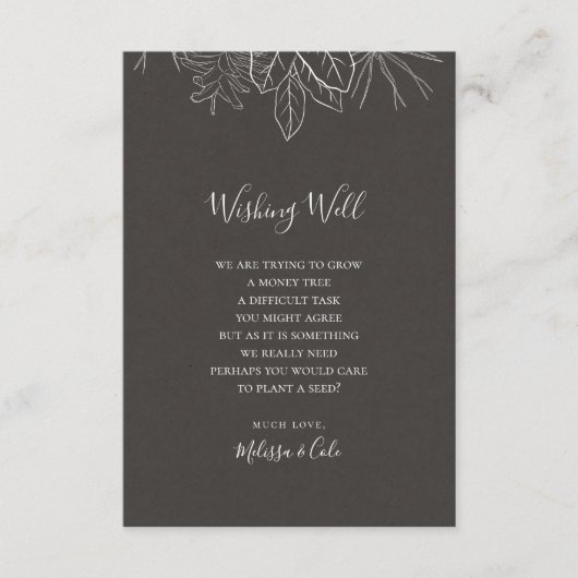 Rustikaler Winter | Charkohle Hochzeitskarte für d Begleitkarte (Vorderseite)