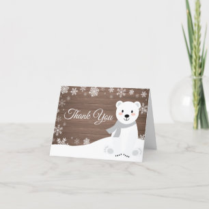 Rustikaler Winter Eisbär Schneeglätte Dankeskarte