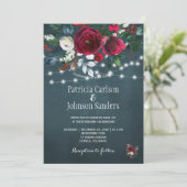 Rustikaler Winter elegante blumengeschmückte Weihn Einladung (Stehend Vorderseite)