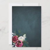 Rustikaler Winter elegante blumengeschmückte Weihn Einladung (Rückseite)