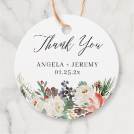 Rustikaler Winter Floral Holly Berries Vielen Dank Geschenkanhänger