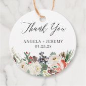 Rustikaler Winter Floral Holly Berries Vielen Dank Geschenkanhänger (Vorderseite)