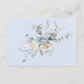 Rustikaler Winter Frosty Blue & White Floral Empfa Begleitkarte (Rückseite)