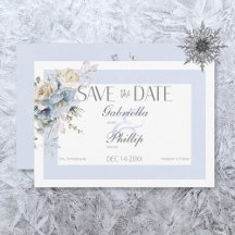 Rustikaler Winter Frosty Blue & White Floral