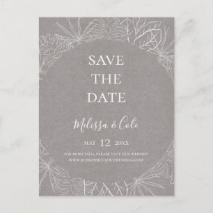 Rustikaler Winter   Graue Save the Date Postkarte