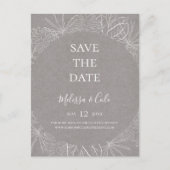 Rustikaler Winter | Graue Save the Date Postkarte (Vorderseite)