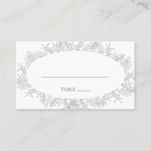 Rustikaler Winter | Gray Flat Wedding Platzkarte (Vorderseite)