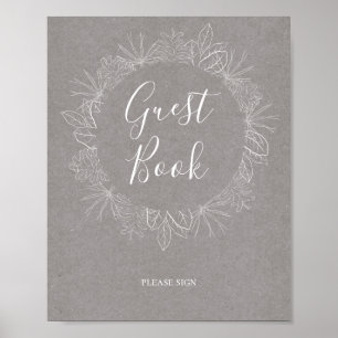 Rustikaler Winter   Gray Guest Book Sign Poster