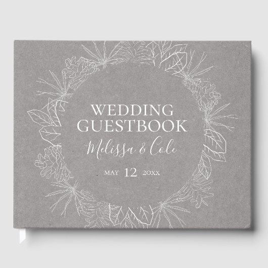 Rustikaler Winter | Gray Wedding Guest Book Gästebuch (Vorderseite)