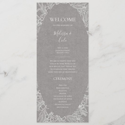 Rustikaler Winter | Gray Wedding Program Programm (Vorderseite)