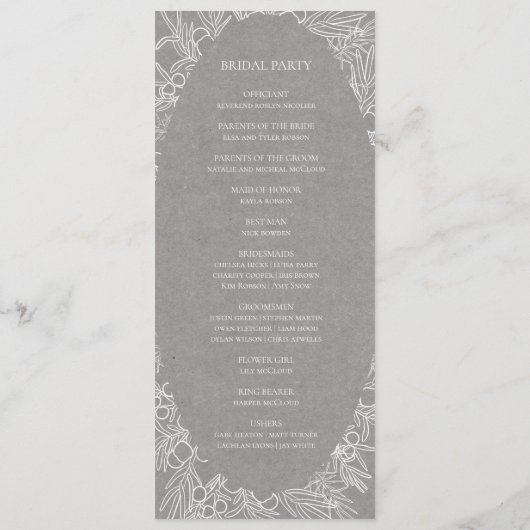 Rustikaler Winter | Gray Wedding Program Programm (Rückseite)
