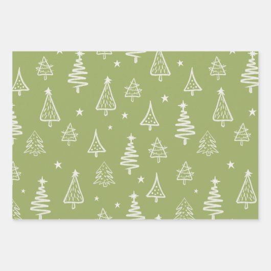 Rustikaler Winter Grüner Weihnachtsbaum und Schnee Geschenkpapier Set (Vorderseite 2)