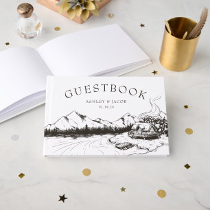 Rustikaler Winter-Hochzeitsgast auf dem Berg Gästebuch