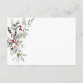 Rustikaler Winter Holly Berries & Snow Empfang Begleitkarte (Rückseite)