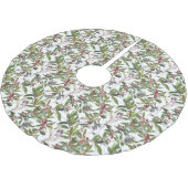 Rustikaler Winter Holly Berries Weihnachtsfest Polyester Weihnachtsbaumdecke (Schrägansicht)