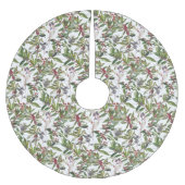 Rustikaler Winter Holly Berries Weihnachtsfest Polyester Weihnachtsbaumdecke (Vorderseite)