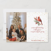 Rustikaler Winter Kardinal Holly Branch Feiertagskarte (Vorderseite)