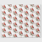 Rustikaler Winter Kardinal Holly Branch Geschenkpapier (Flach)