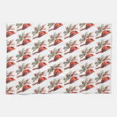 Rustikaler Winter Kardinal Holly Branch Geschirrtuch (Horizontal)