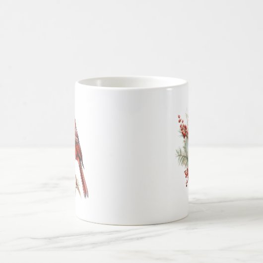 Rustikaler Winter Kardinal Holly Branch Kaffeetasse (Mittel)
