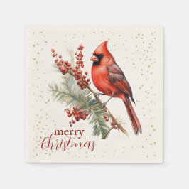 Rustikaler Winter Kardinal Holly Branch Serviette