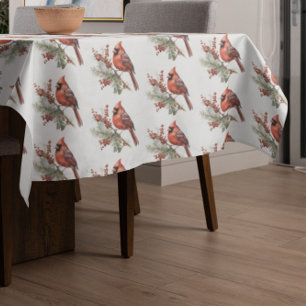 Rustikaler Winter Kardinal Holly Branch Tischdecke