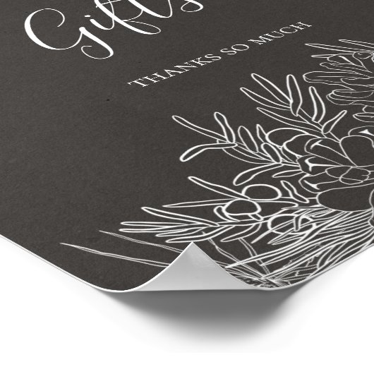 Rustikaler Winter | Kohlekarten und Geschenkzeiche Poster (Ecke)