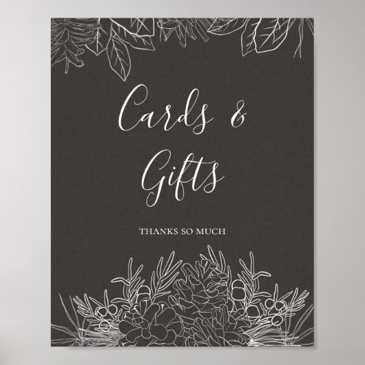 Rustikaler Winter | Kohlekarten und Geschenkzeiche Poster (Vorne)