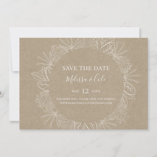 Rustikaler Winter | Kraft Horizontal Save the Date (Vorderseite)
