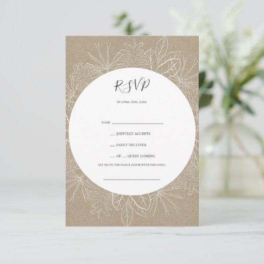 Rustikaler Winter | Kraft Song Request RSVP Card (Stehend Vorderseite)