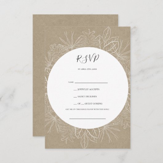 Rustikaler Winter | Kraft Song Request RSVP Card (Vorne/Hinten)