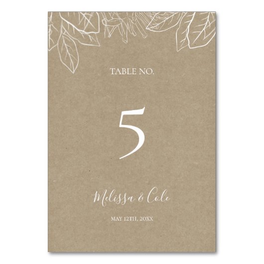 Rustikaler Winter | Kraft-Tischnummer Tischnummer (Vorderseite)