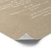 Rustikaler Winter | Kraft Wedding Drinks Menu Sign Poster (Ecke)