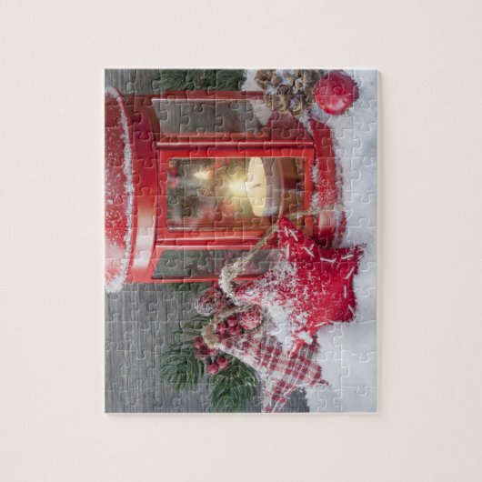 Rustikaler Winter Lantern Weihnachtsschnee Puzzle (Vertikal)