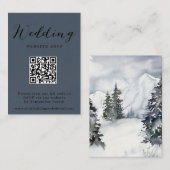Rustikaler Winter Mountain QR Code Wedding Respons Begleitkarte (Vorne/Hinten)