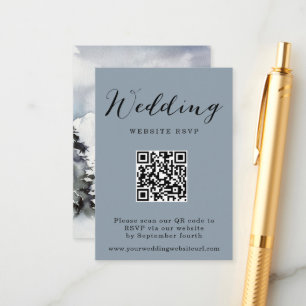 Rustikaler Winter Mountain QR Code Wedding Respons Begleitkarte