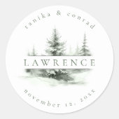 Rustikaler Winter Nachname Forest Green ID1049 Runder Aufkleber (Vorderseite)