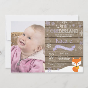 Rustikaler Winter Onederland Fox 1. Geburtstag Einladung
