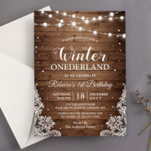 Rustikaler Winter ONEderland Lace Baby erster Gebu