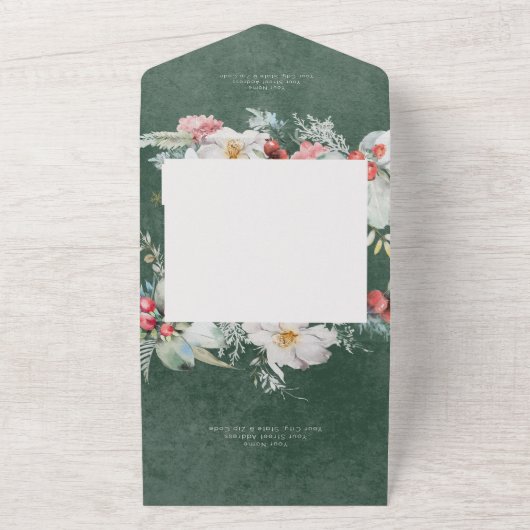 Rustikaler Winter Pine Emerald No Dinner All In One Einladung (Außenbereich)