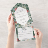 Rustikaler Winter Pine Emerald No Dinner All In One Einladung (Abreißen)