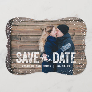 Rustikaler Winter Save The Date Vollformat Foto