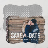 Rustikaler Winter Save The Date Vollformat Foto (Vorne/Hinten)