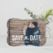 Rustikaler Winter Save The Date Vollformat Foto (Stehend Vorderseite)