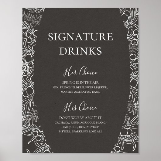 Rustikaler Winter | Signature Drinks (Kohle) Poster (Vorne)