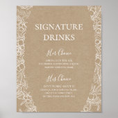 Rustikaler Winter | Signature Drinks-Zeichen Poster (Vorne)