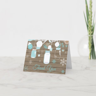 Rustikaler Winter Snowflake Mason Jar Aquamarin Dankeskarte